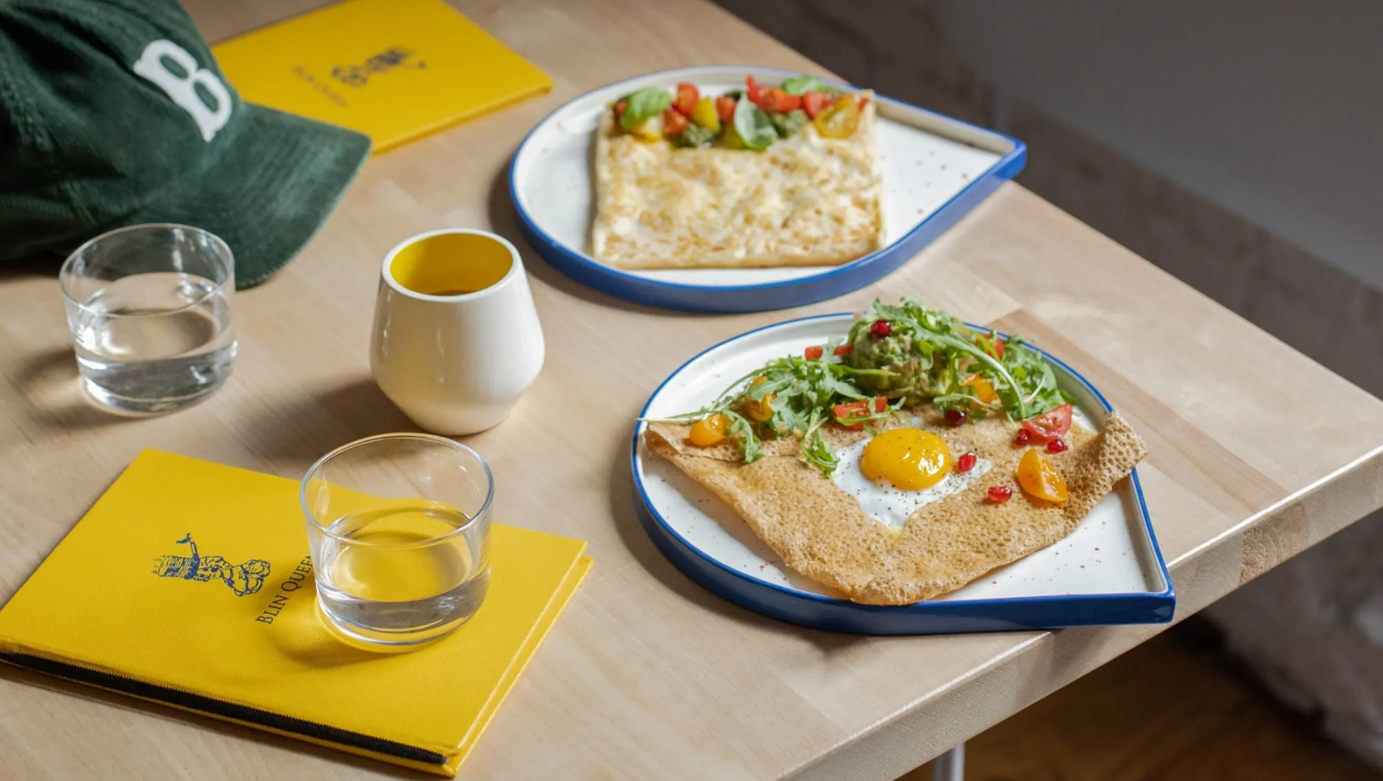 Brunch plates on a table at Blin Queen
